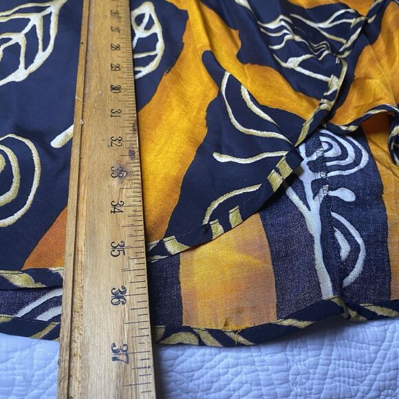 Vintage PLATINUM By Dorothy Schoelen Midi Wrap Skirt Artsy Womens 4 Gold Black - Picture 6 of 7